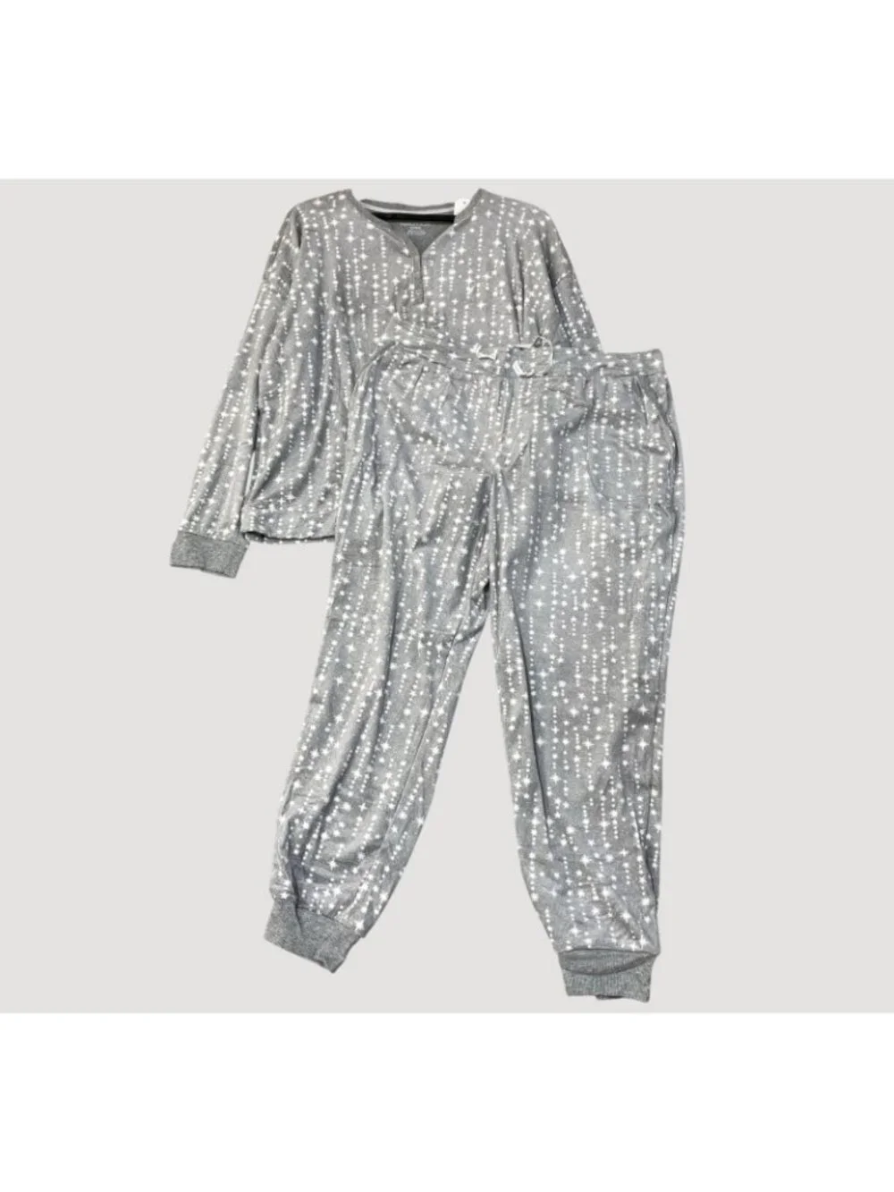NWT Nautica Women's XL Gray Star Sleepwear Set Print 2-Piece